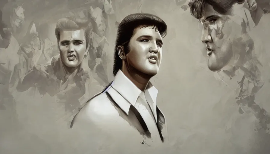 Prompt: Elvis Presley in Heaven, hyperdetailed, artstation, cgsociety, 8k