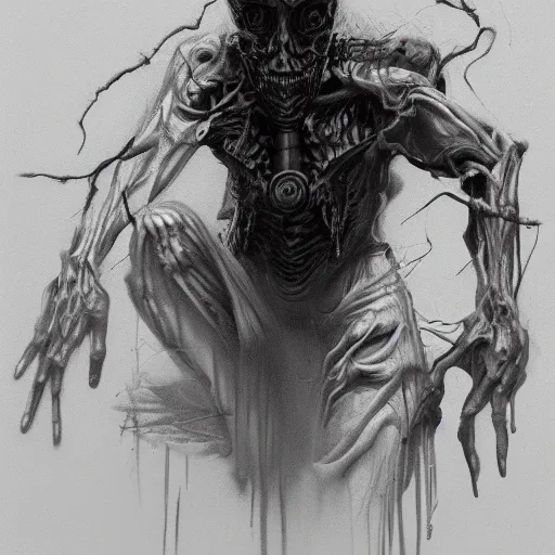 Image similar to do i look lonely, i see the shadows on my face, people have told me i don't look the same, horrifying artwork by nekro, borja, syd mead, zdislaw cosmic horror charcoal artwork, surreal existentialism