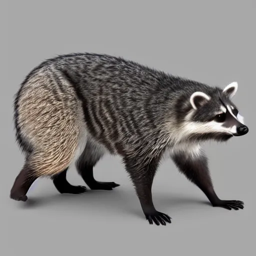 Image similar to low polygon render of a raccoon on a white background, isometric 3 d, ultra hd