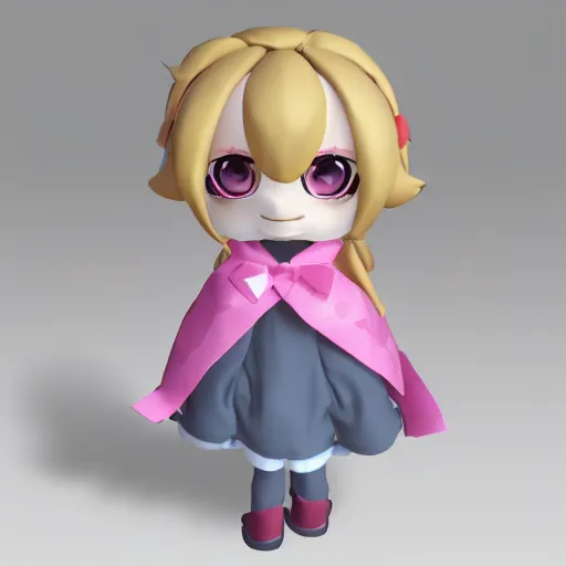 Prompt: cute fumo plush of a girl with a distinctive character silhouette, cel shaded pbr, vray