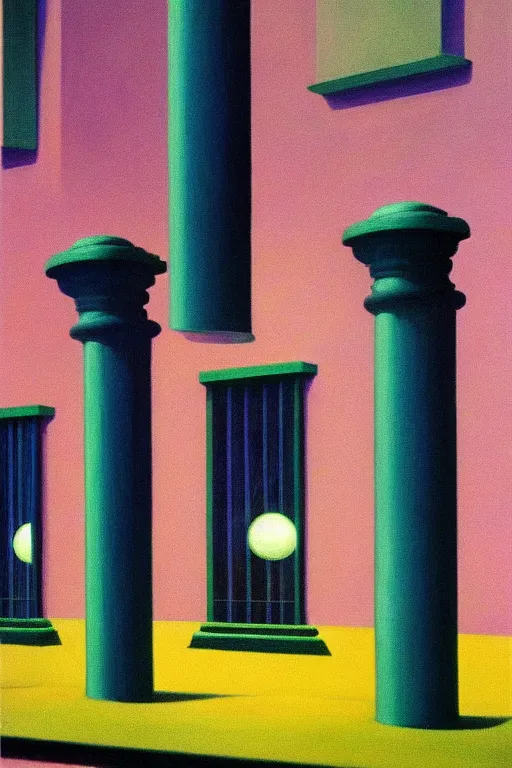 Image similar to liminal vaporwave surrealism, painted by Edward Hopper, airbrush