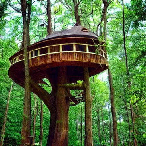 Image similar to the coolest looking treehouse