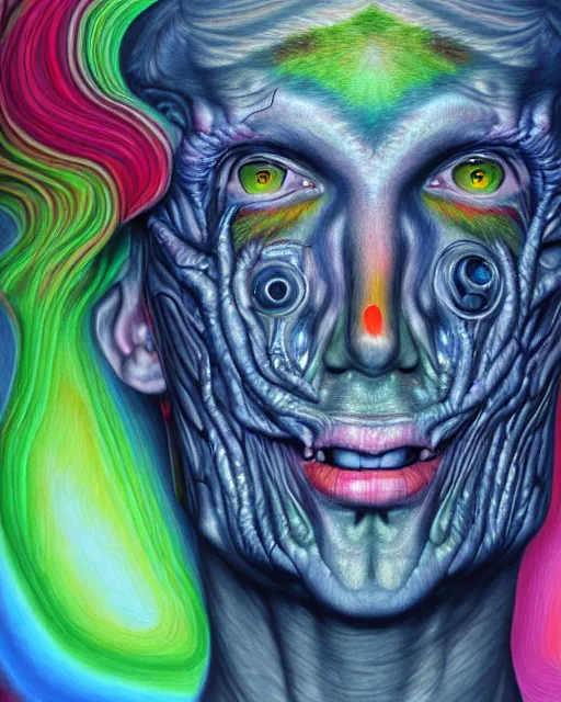 Image similar to a realistic detailed portrait painting of a monster, psychedelic