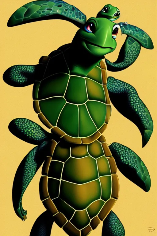 Image similar to turtle character portrait, by don bluth, highly detailed, dynamic shadows, 4 k, wallpaper - 1 0 2 4