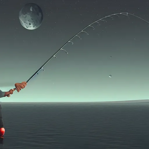 Prompt: fishing on the moon, 4K