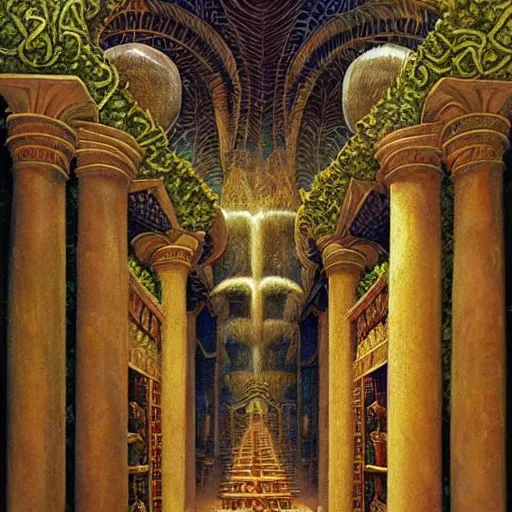 Image similar to intricate detailed, gilbert williams, halls of amenti, thoth, tehuti, lemuria, agartha,