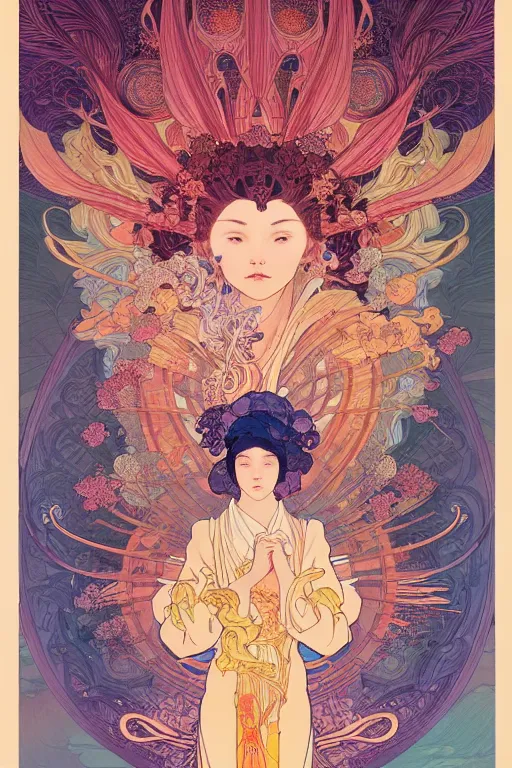 Prompt: a beautiful hyperdetailed character design 4 k wallpaper illustration of phoenix, victo ngai style, alfons mucha ， from china, style of studio ghibli, chinese style