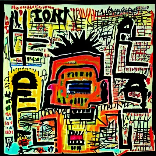 Prompt: “ crypto punk in the style of basquiat ”
