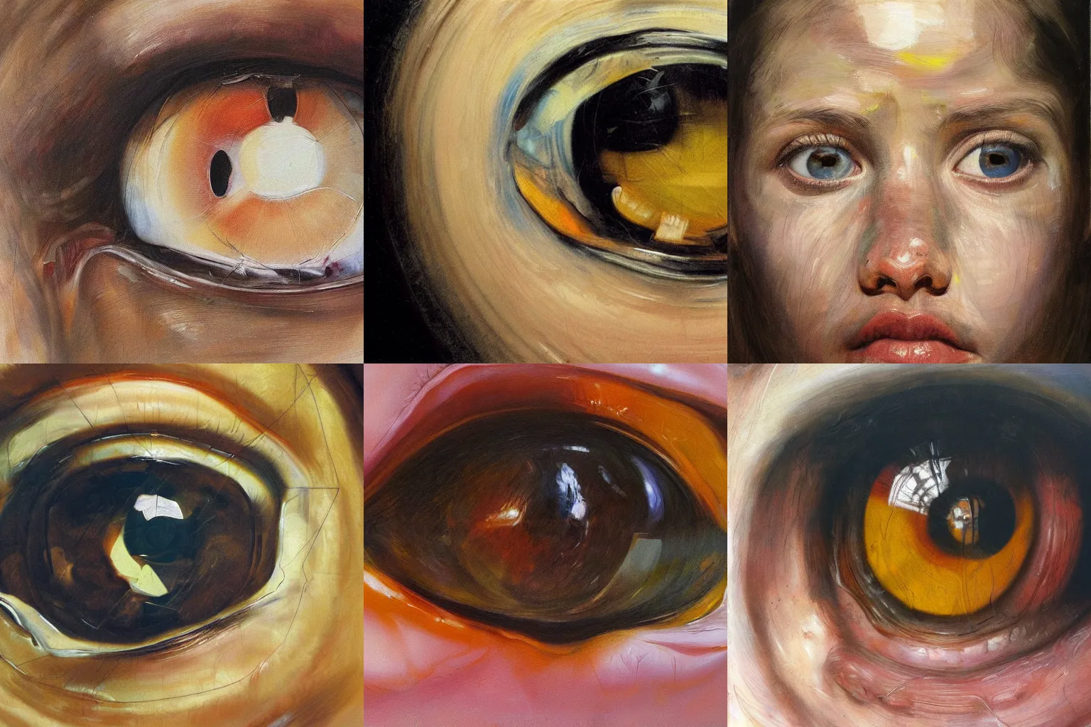 painting by Jenny Saville of a close-up of an eye, oil | Stable ...
