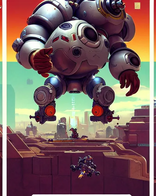 Image similar to wrecking ball the hamster from overwatch, hammond, character portrait, portrait, close up, concept art, intricate details, highly detailed, vintage sci - fi poster, retro future, in the style of chris foss, rodger dean, moebius, michael whelan, and gustave dore