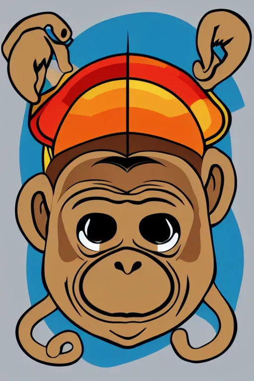 Image similar to Portrait of a Monkey, mafia, gangster, sticker, colorful, illustration, highly detailed, simple, smooth and clean vector curves, no jagged lines, vector art, smooth