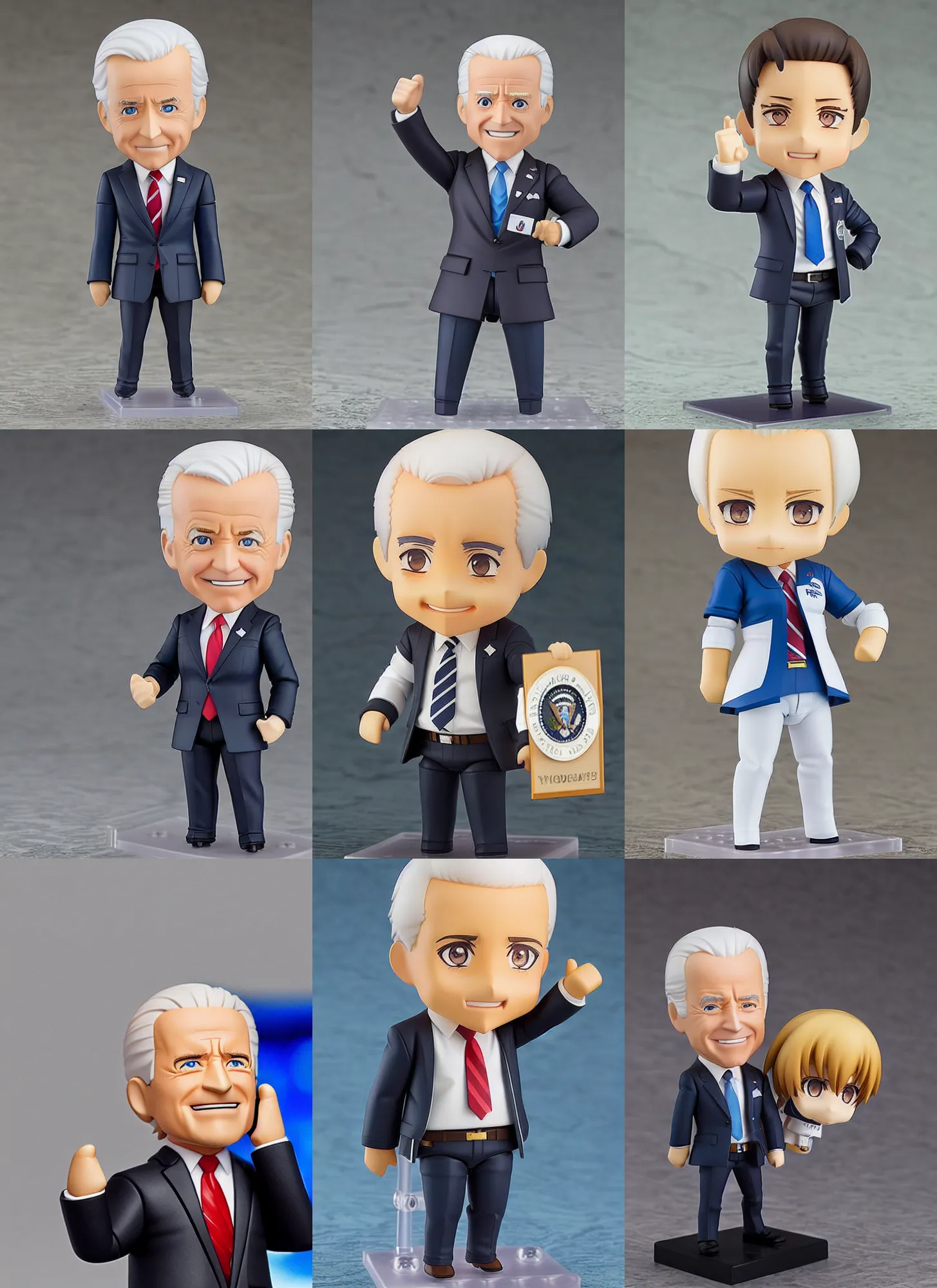 Prompt: an anime nendoroid of the joe biden, figurine, detailed product photo