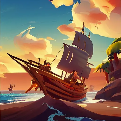 Image similar to painting treasure on sea of thieves game smooth median photoshop filter cutout vector, behance hd by jesper ejsing, by rhads, makoto shinkai and lois van baarle, ilya kuvshinov, rossdraws global illumination