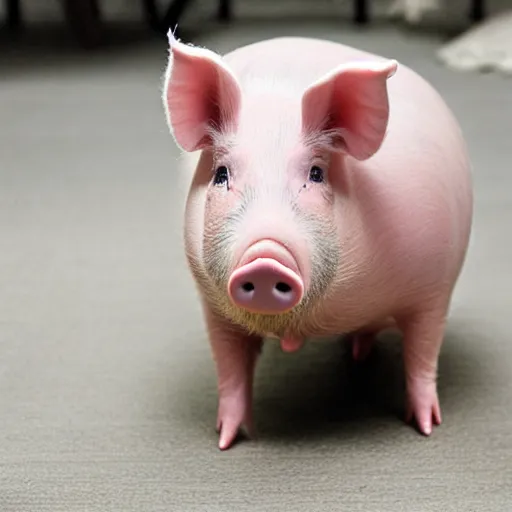 Prompt: pig wearing a gold crown in the style of sesame street