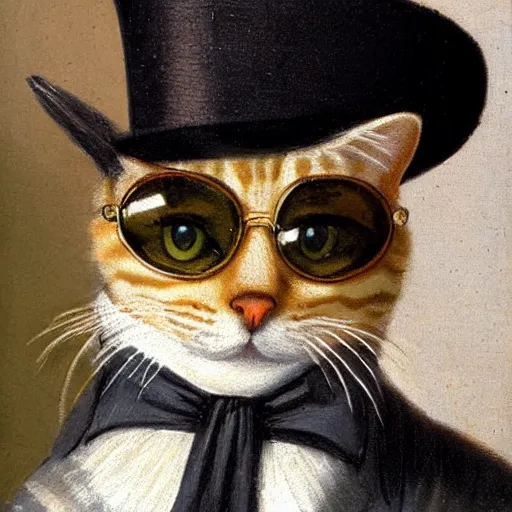 Portrait of a Cat Wearing a Top Hat and Suit · Creative Fabrica