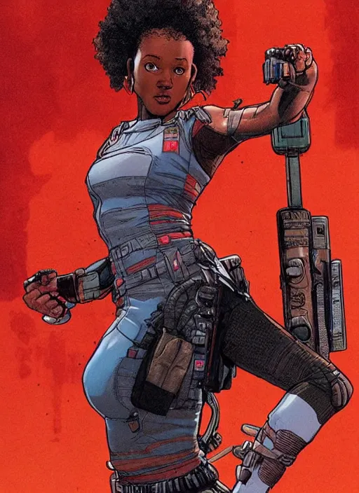 Prompt: apex legends misty knight. concept art by james gurney and mœbius.