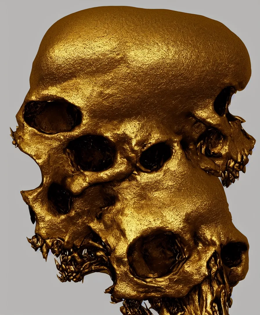 Prompt: hyper realistic gold gutter skull, art by greg rutkowski, intricate, ultra detailed, photorealistic, vibrante colors, trending on artstation, octane render, 4 k, 8 k