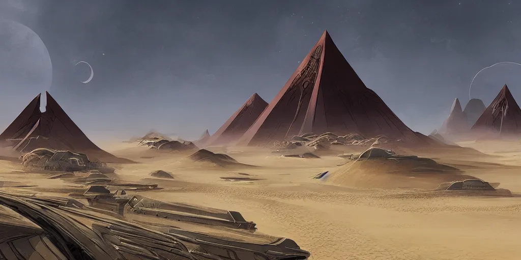 Image similar to dune city and temples of arrakis, arrakeen, from frank herbert novels, composition idea concept art for movies, style of denis villeneuve and greg fraiser