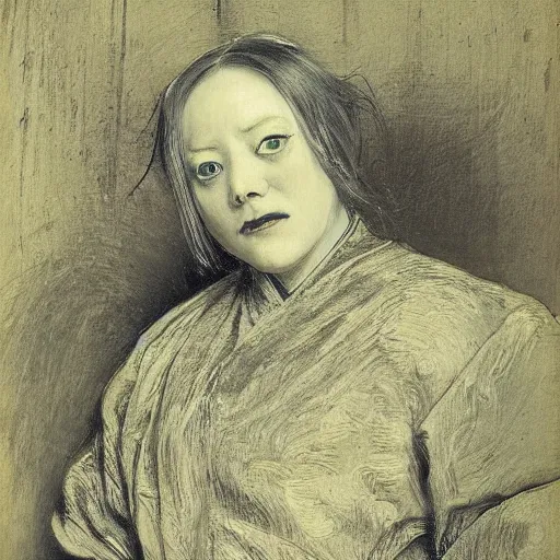 Image similar to by millais, portrait painting of victorian yokai, 8 k, highly detailed,