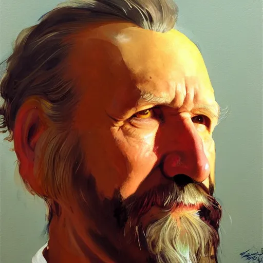 Image similar to greg manchess portrait painting of jim henson, medium shot, asymmetrical, profile picture, organic painting, sunny day, matte painting, bold shapes, hard edges, street art, trending on artstation, by huang guangjian and gil elvgren and sachin teng