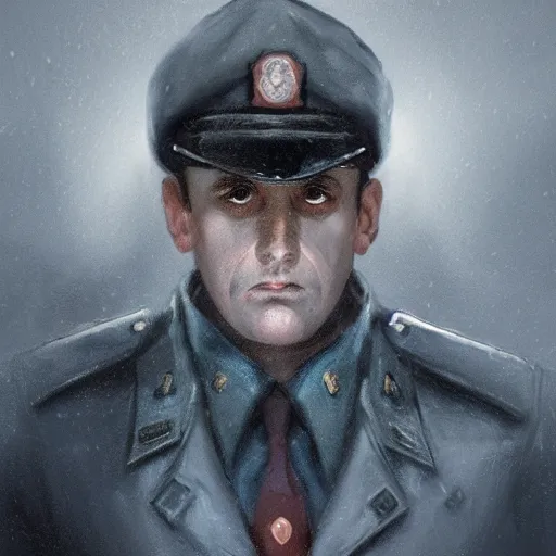 Prompt: gloomy scary soviet policeman, fog, darkness, evil, magic the gathering artwork, D&D, fantasy, cinematic lighting, centered, symmetrical, highly detailed, digital painting, artstation, concept art, smooth, sharp focus, illustration, volumetric lighting, epic Composition, 8k, art by Akihiko Yoshida and Greg Rutkowski and Craig Mullins, oil painting, cgsociety