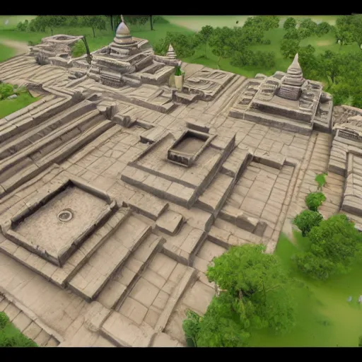 Image similar to a low poly isometric view of an ancient indian city, high quaity, unreal engine 5