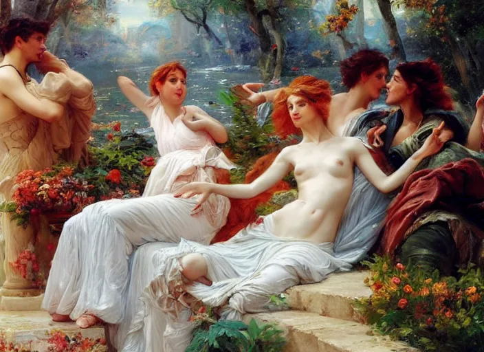 Prompt: fall of rome by vladimir volegov and alexander averin and pierre auguste cot and delphin enjolras