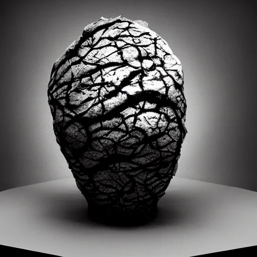 Image similar to rhizomuse, artists impression, cgsociety, abstract sculpture, dramatic intense lighting, deep shadows