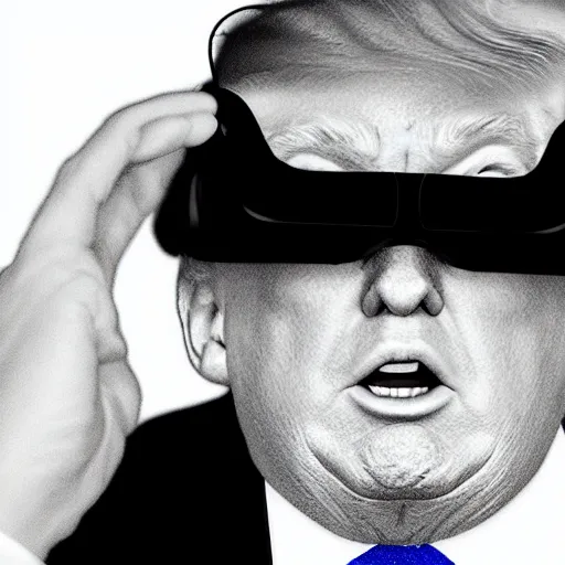 Prompt: Donald Trump wearing a virtual reality headset, futuristic, full Body portrait