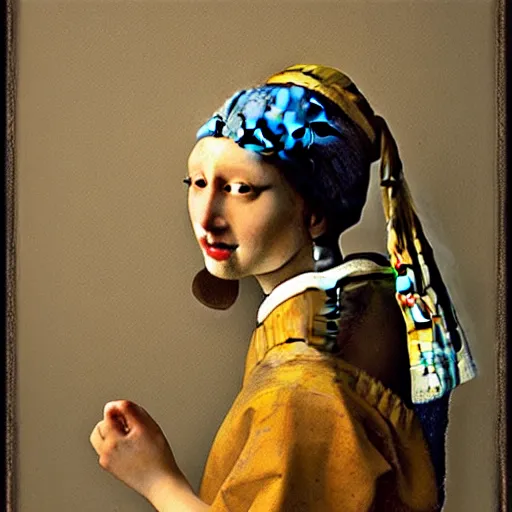 Image similar to the most beautiful woman in the world Vermeer portrait