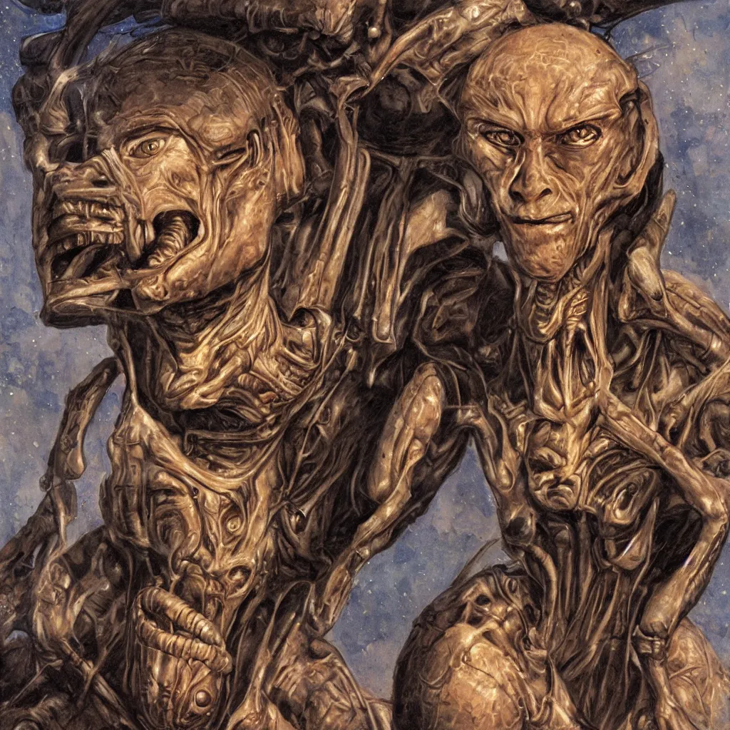 Image similar to portrait of an alien in the style james gurney