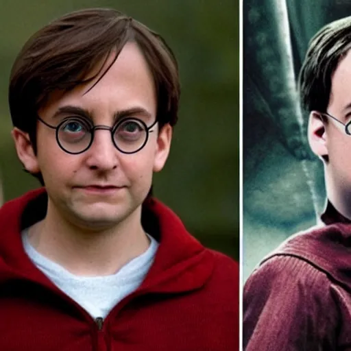 Prompt: tobey maguire as harry potter