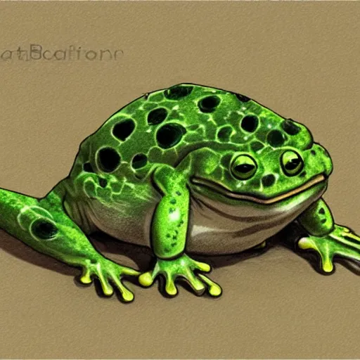 Image similar to Dandelion frog monster, semi realistic, anime art style, trending on art station