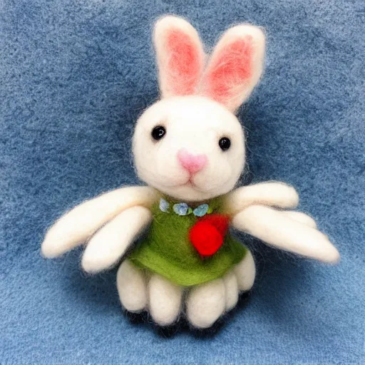 Prompt: Bonnie the bunny, needle felting art