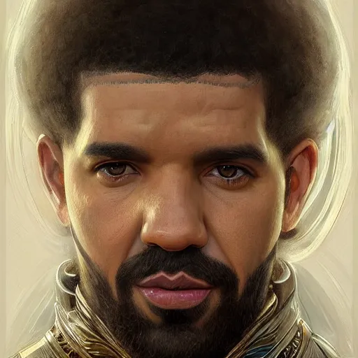 Image similar to drake as a realistic fantasy knight, closeup portrait art by donato giancola and greg rutkowski, digital art, trending on artstation, symmetry!!