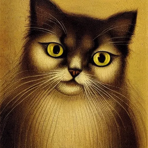 Image similar to a persian cat portrait by Leonardo da Vinci