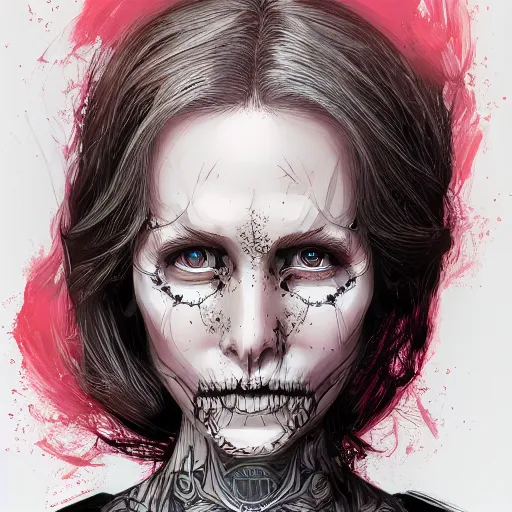 Image similar to portrait skull girl by petros afshar, hyper real, laurie greasley, jc leyendecker and singer sargent