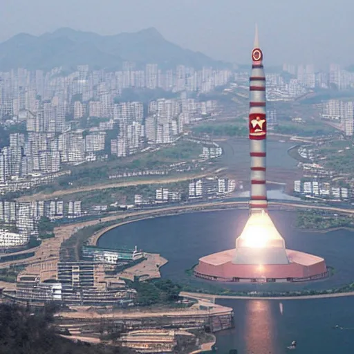 Image similar to north korea as a superpower, futuristic pyongyang