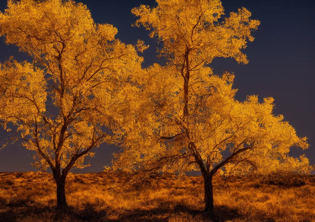 Prompt: a golden tree in a dark desert, detailed photography, dennis velleneuve, vivid colors, ultra realistic, 8 k, photography