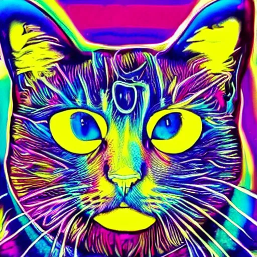 Image similar to psychedelic art of a cat