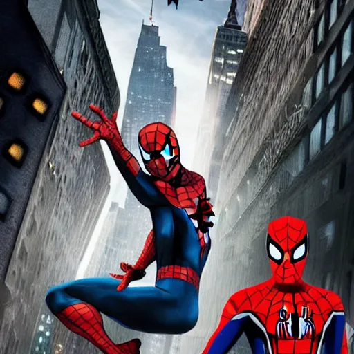 Image similar to Spider-Man VS Batman movie poster