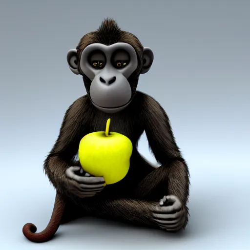 Prompt: monkey made out of fruit, 3D render