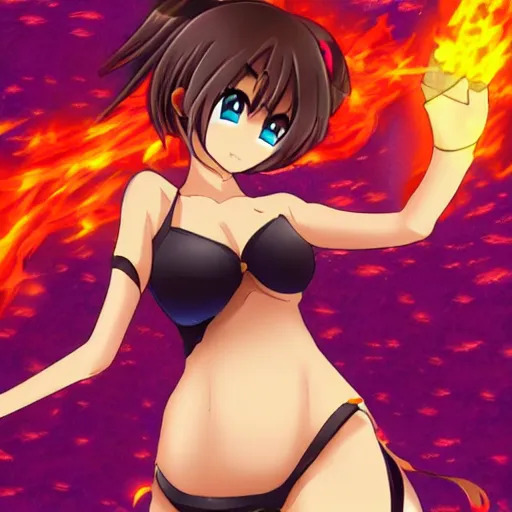 Image similar to anime goddess in lava