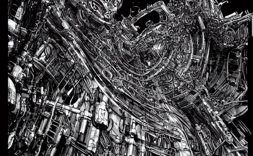 Image similar to spaceship airlock by tsutomu nihei, inked, minute details, desolation, hyper realistic, cosmic horror, biomechanical, beautiful