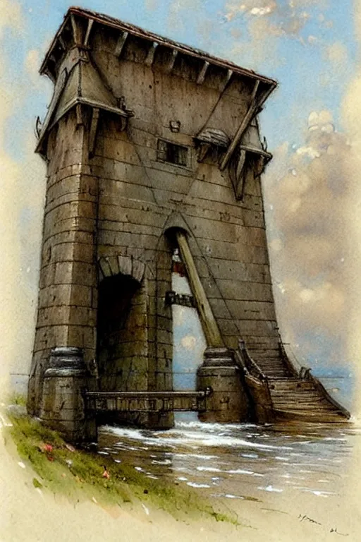 Image similar to (((((1950s castle drawbridge . muted colors.))))) by Jean-Baptiste Monge !!!!!!!!!!!!!!!!!!!!!!!!!!!