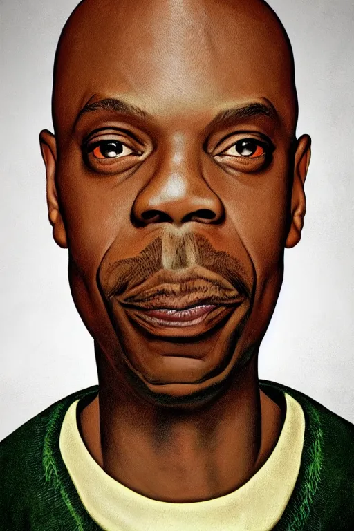 Prompt: ultra realistic Dave Chappelle face portrait in the style of grant wood