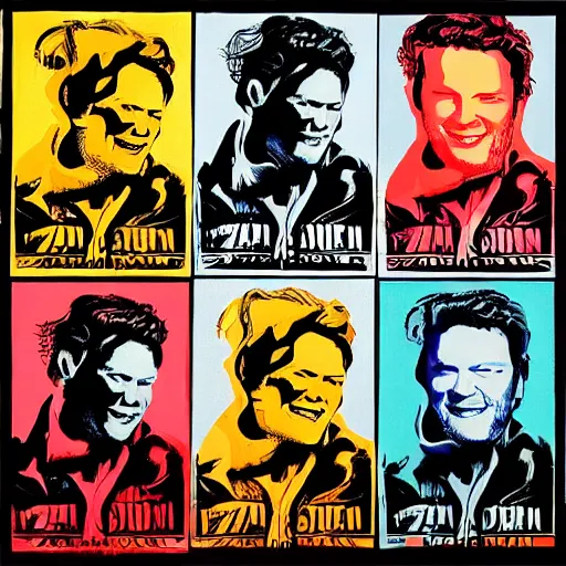 Image similar to paintings of blake shelton by shepard fairey