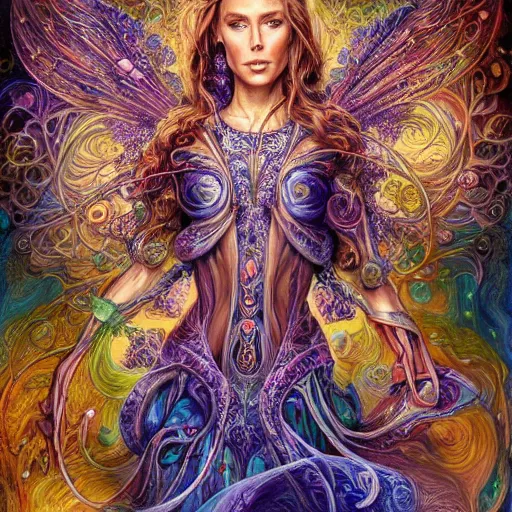 Prompt: wlop, a highly detailed tarot card of nicole aniston fractal by josephine wall, audrey kawasaki, virgil finlaytim hildebrandt, liam wong, mark riddick, aoi ogata, mao hamaguchi, thomas kinkade, ernst haeckel,, trending on artstation, beeple