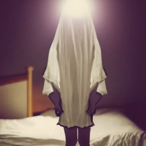 Image similar to ghost girl in bed at night