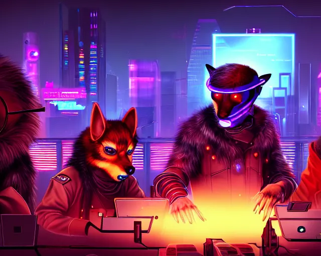 Image similar to high - resolution photograph from a cyberpunk era furry fandom convention ( midwest furfest 2 0 4 7 ), taking place after the genetic revolution and singularity. photorealistic.